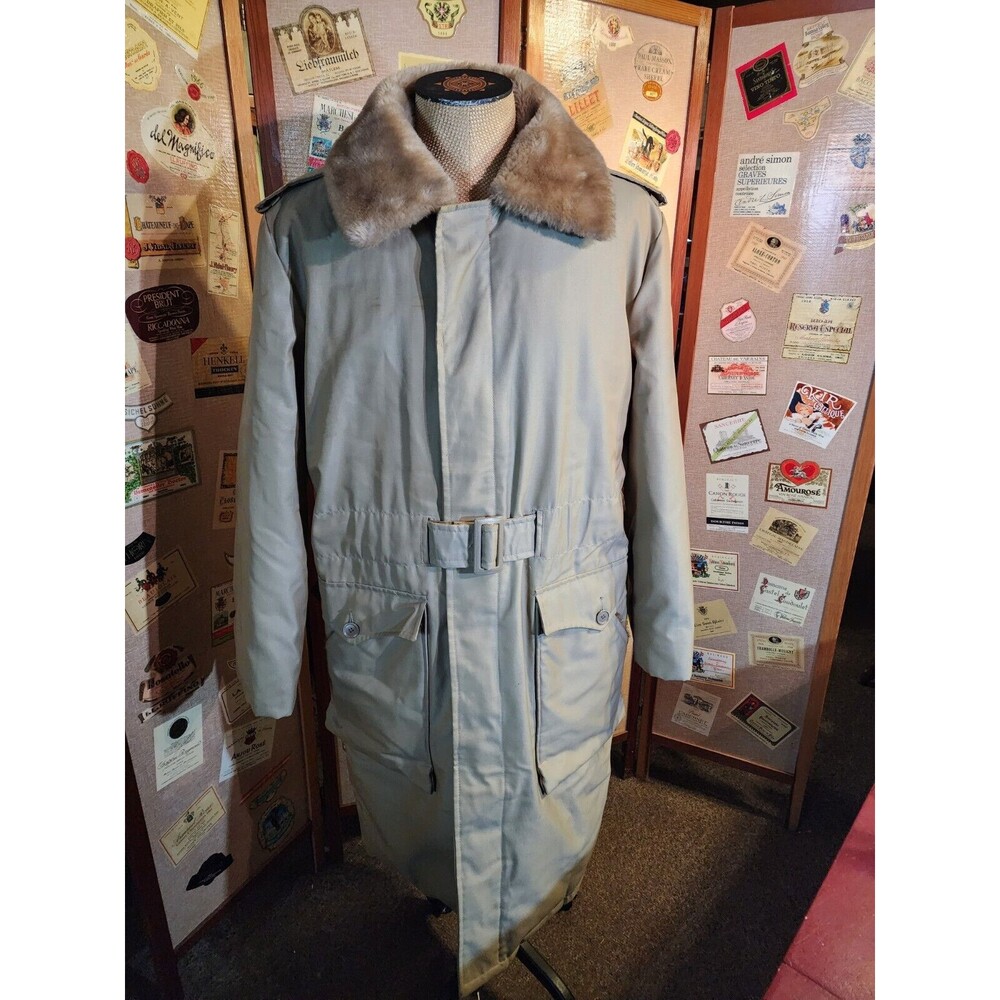 60s Vintage ABERCROMBIE & FITCH Belted Quilt Lined Winter Overcoat M No Hood